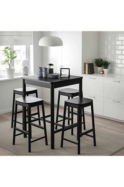 IKEA bar masası, siyah, 2 kişilik, 75x75 cm