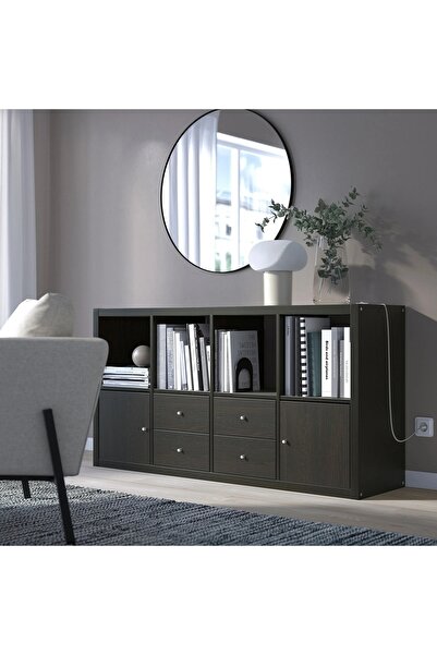 IKEA açık raf ünitesi, venge, 77x147 cm, çekmeceli ve kapaklı