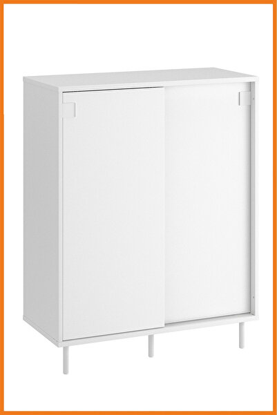 Alony Home Ayakkabı Dolabı Ayaklı Sürgülü Kapak Iç Raflı Ayakkabılık 102x80x35 Cm Beyaz