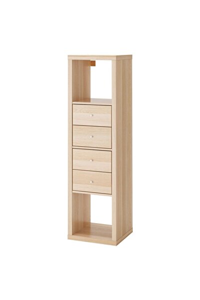 IKEA açık raf ünitesi, ağartılmış meşe görünümlü, 42x147 cm, çekmeceli