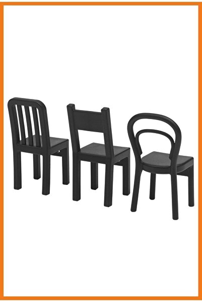 Alony Home Fjantig kuka 3 komada 6 x 12 cm plastična crna