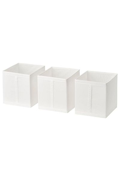 IKEA 3 Piece Organizing Box Set White Color Base-Closet Organizer Storage Box 31X34X33 Cm,