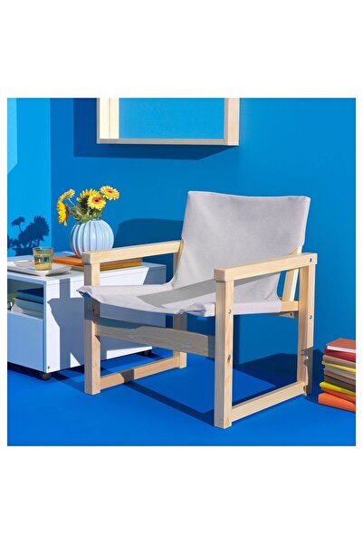 IKEA tekli koltuk, bej-çam Genişlik: 64 cm Derinlik: 63 cm Yükseklik: 72 cm