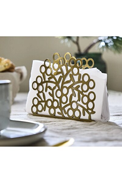 IKEA Masa Üstü Peçetelik Yükseklik 14 Cm Ikea Şekilli Metal Sofra Peçeteliği Altın Renk