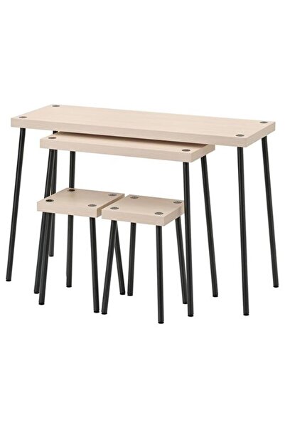 IKEA Mutfak Masası Takımı Huş Siyah 2 Tabureli