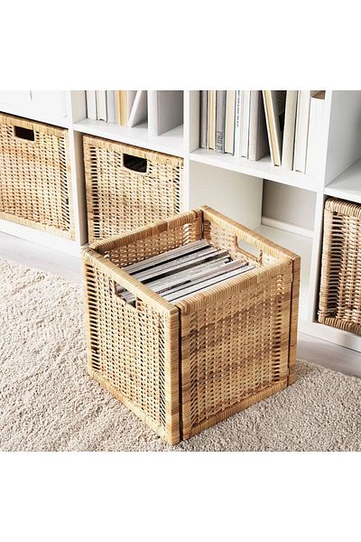 IKEA Branas Box Basket Rattan Light Brown 32x34x32 Cm