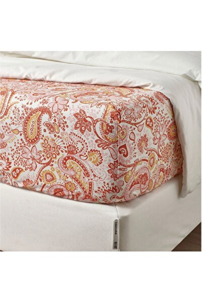 IKEA Fitted Sheet, Pink-White, 80X200 cm