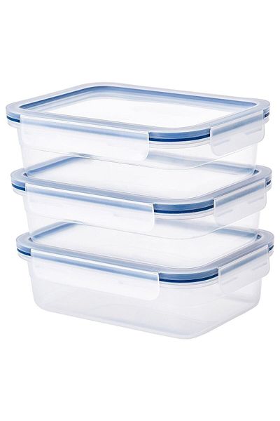 IKEA 365+ plastic storage container set, transparent, 1.0 l, square-rectangular, 3 pieces