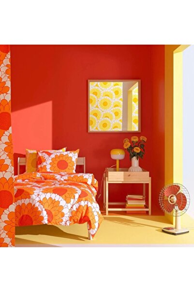 IKEA KRANSMALVA Tek Kişilik Nevresim Seti Turuncu 150x200/50x60 cm