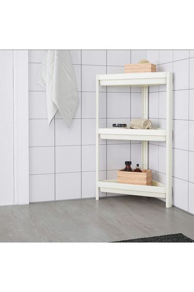 IKEA Vesken Triangle Rack Unit 3 επιπέδων Γωνιακό ράφι μπάνιου Organizer Λευκό