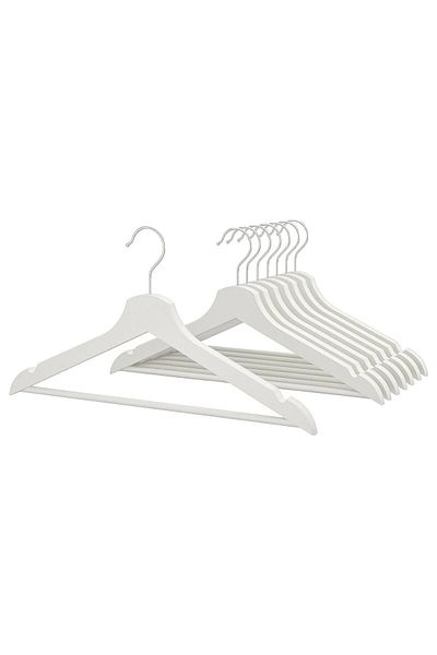 IKEA 8 Pcs Bumerang Hanger White Wood Suit Dress Clothes Hanger