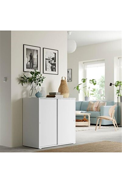 IKEA Vıhals Beyaz Renk Sürgü Kapaklı Dolap 95x47x90 Cm
