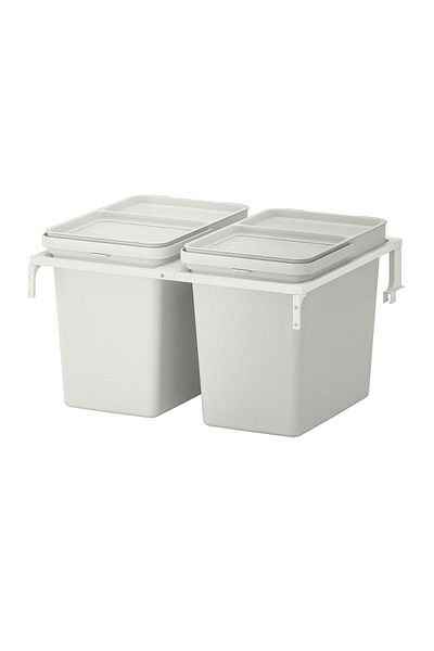 IKEA λύση διαχωρισμού σκουπιδιών, λευκό-ανοιχτό γκρι, 44 lt