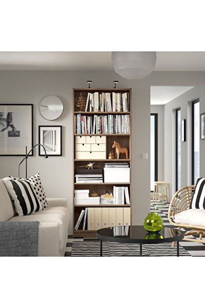 IKEA kitaplık, meşe görünümlü, 80x28x202 cm ister kitap ister günlük eşya saklayın