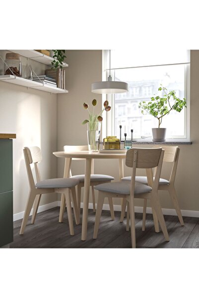 IKEA yuvarlak mutfak masası, dişbudak kaplama, 4 kişilik, 105 cm