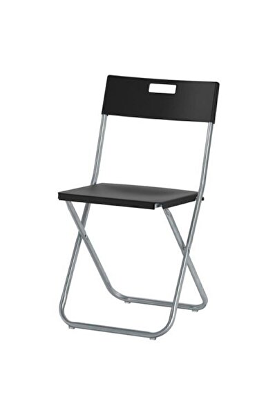 IKEA Gunde Katlanabilir Sandalye Taşınır Siyah Galvanizli Çelik