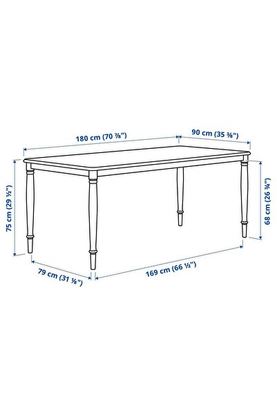 IKEA DANDERYD yemek masası, beyaz, 180x90 cm, 6-8 kişilik