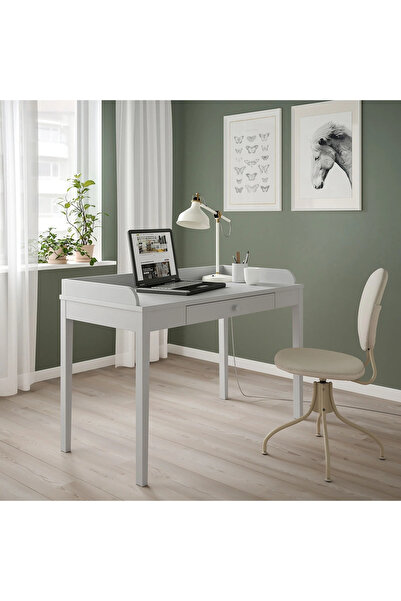 IKEA Açık Gri 122x60 Cm Çalışma Masası Masif Çam Ağacı