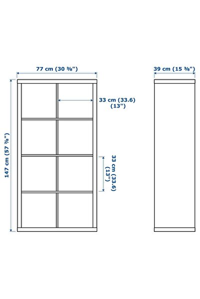 IKEA açık raf ünitesi, parlak beyaz, 77x147 cm, kapaklı
