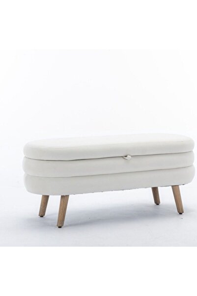 arge demo Ramsey Gürgen Ahşap Ayak Sandıklı Puf Bej Renk Babyface