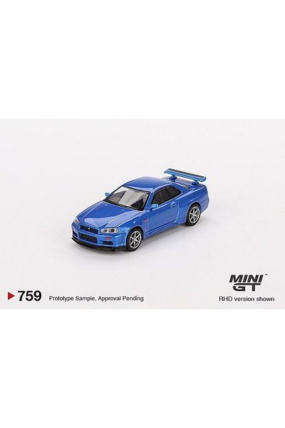 mini gt 1/64 Nissan Skyline Gt-R (R34) V-Spec Bayside Blue Mgt00759