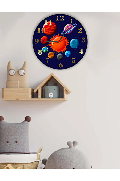 Elbasan Tekstil Ceas de perete din lemn pentru camera copiilor tematică Plane...