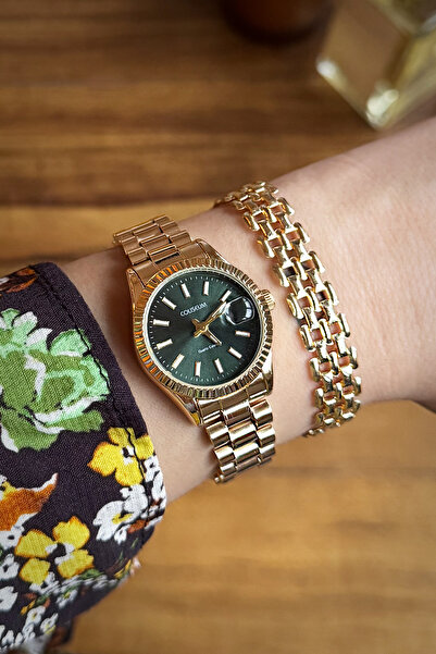 Onouqo Minimal Gold Metal Kordonlu - Takvimli Kadın Kol Saati - Altın Kaplama...