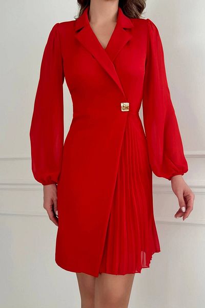 Moda Amore Modern and Stylish Double Fabric Pleated Women's Dress - 017
