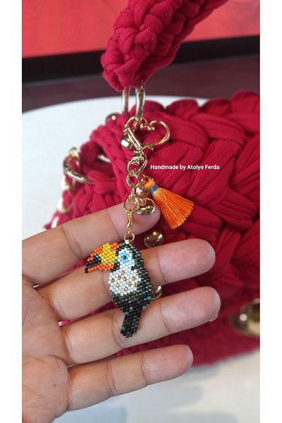 Atolye Ferda Miyuki Toucan Bird Heart Clip Keychain Bag Ornament