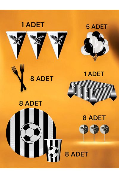 VibeHome 8-Person Black and White Fan m Pack - Birthday Party and Fun Events