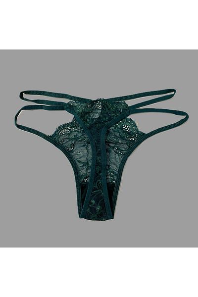 enmodaiçgiyim Lace Women's Thong with Green Edge