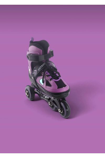 CEZVE HOME Double Row Aluminum Body Lighted Practice Skates with Vadi Purple Silicone Wheels