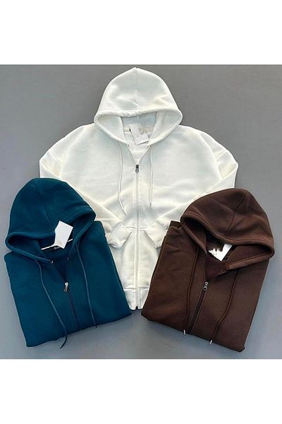 woonkey Unisex Thick Size Zip Hood Inner Cotton Set of 3
