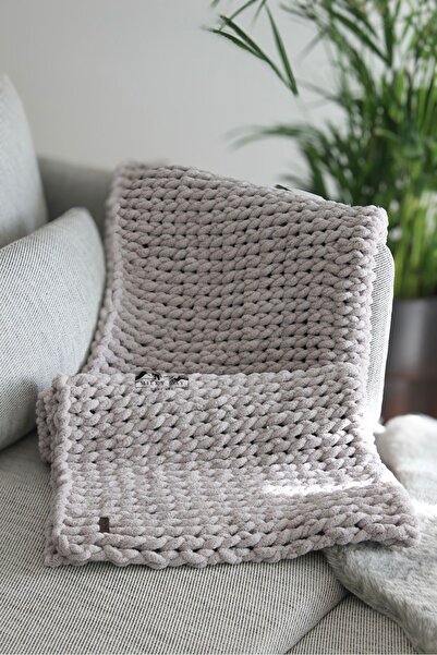 Milky Way Home Art Puffy Battaniye | Triko B. | Baby Blanket | Knıtted Blanket / El Örgüsü B. / Gri