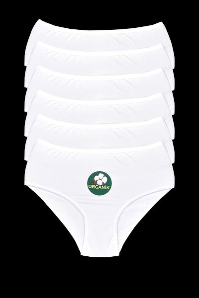 enmodaiçgiyim Preț de promoție 3 buc. Slip alb din bumbac organic cu talie înaltă