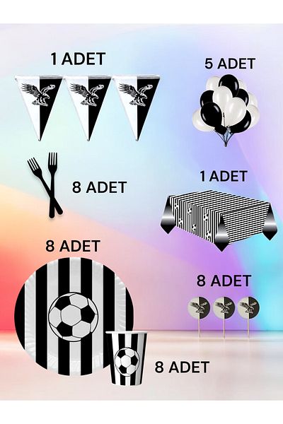 VibeHome 8-Person Black and White Fan m Pack - Birthday Party and Fun Events