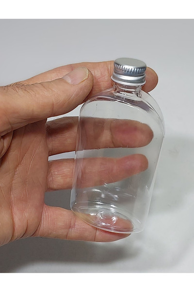 dercam Plastik Kolonya Şişesi desenli  100 Adet 100 cc gümüş renk metal kapaklı