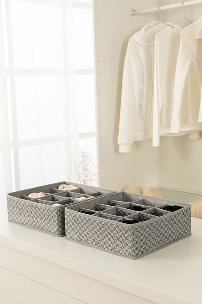REKHOME 2-Piece Gray Children's Room Closet Drawer Underwear Sock Organizer Honeycomb Accordion Organizer