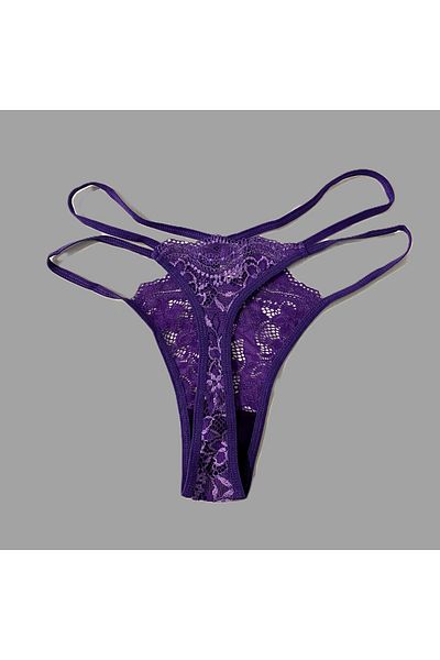 enmodaiçgiyim Purple Women's Thong with Drawstring Lace