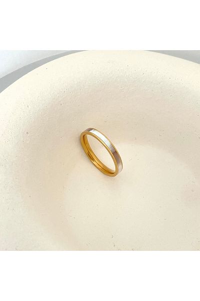 nerora Thin Stripe Pearlescent Steel Ring
