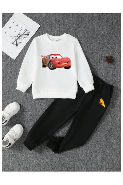 Massgai طقم بدلة رياضية للأطفال مطبوع للجنسين من Mc Queen 95 - قطن، رقبة دائرية