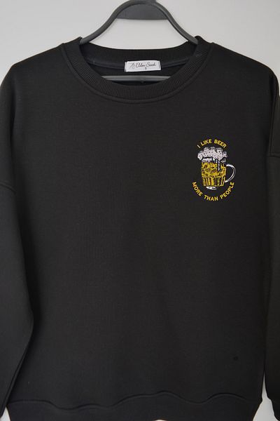 EldenStitch Beer Embroidered Unisex Oversize Sweatshirt