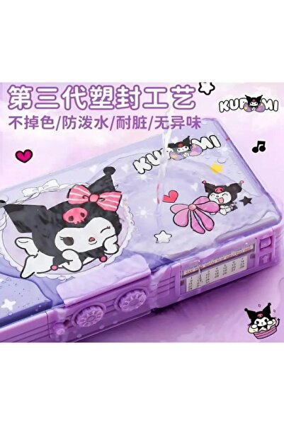 Genel Markalar Kuromi Çok Fonksiyonlu Şifreli Kalem Kutusu (MOR) Kalemlik Sanrio Kuromi