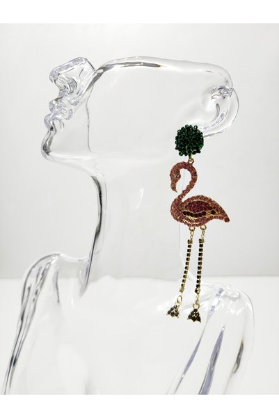 ARBABAG&ACCESSORY Flamingo Figure Model Women Earrings with Crystal Stone
