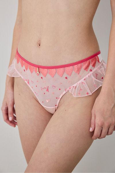 Penti Broderie Pink Thong Panties - Loves Paris Collection
