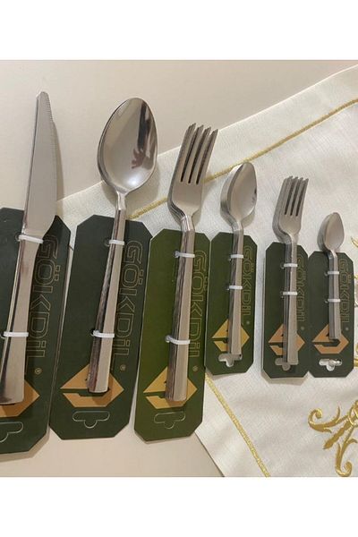 YıldırımKitchen (Buddle) Tuana 72 Pieces Simple 12-Person Steel Fork & Spoon & Knife Set