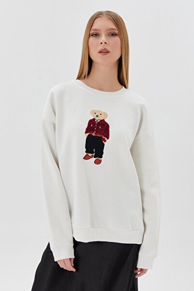 Shopping Shop Hanorac Ecru Teddy imprimat