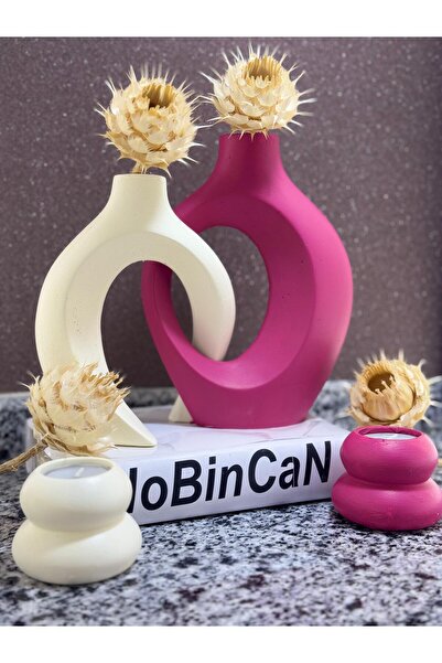 BLANJ Fuchsia Cream Dear Vase Set of 2