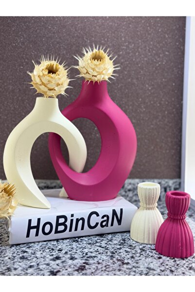 BLANJ Fuchsia Creeper Lover Vase Candlestick Candle Holder Set