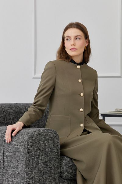 Fatma Atasoy Short Khaki Jacket with Cups